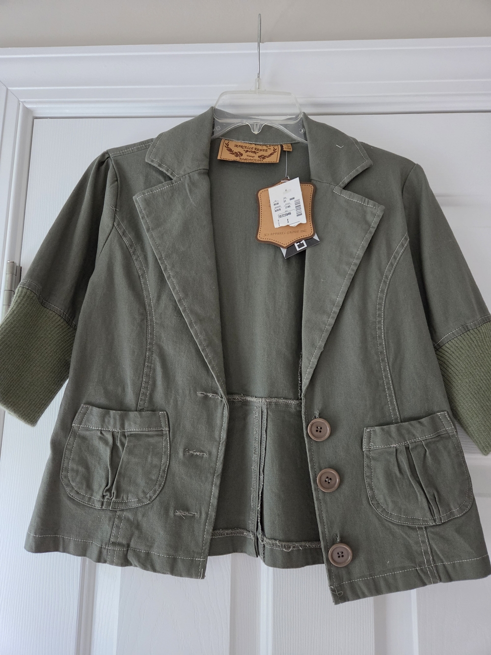 Olive Green Short Utility Blazer with Button Front